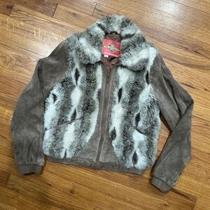 Vintage Leather Jacket with Faux Fur XS/S